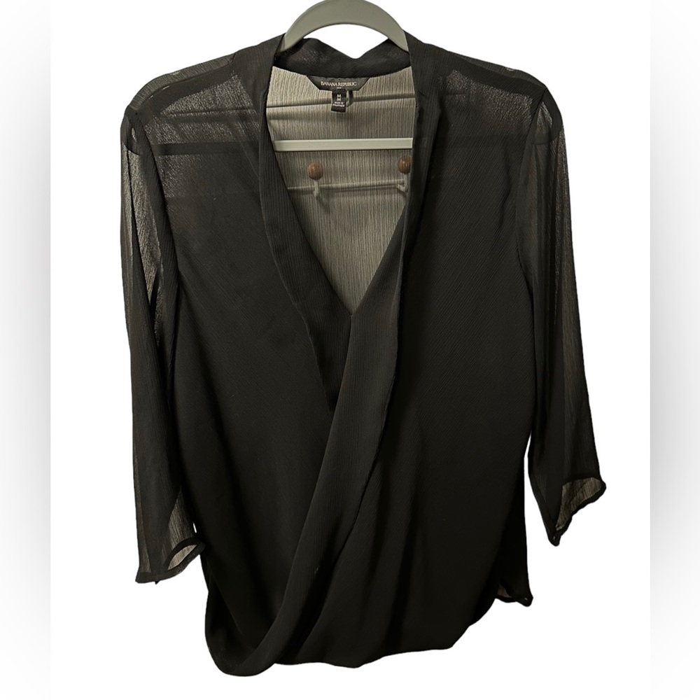 Banana Republic Sheer Black Blouse (Medium)